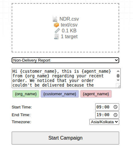 Visual of how "NDR" uploads look in Campaign.